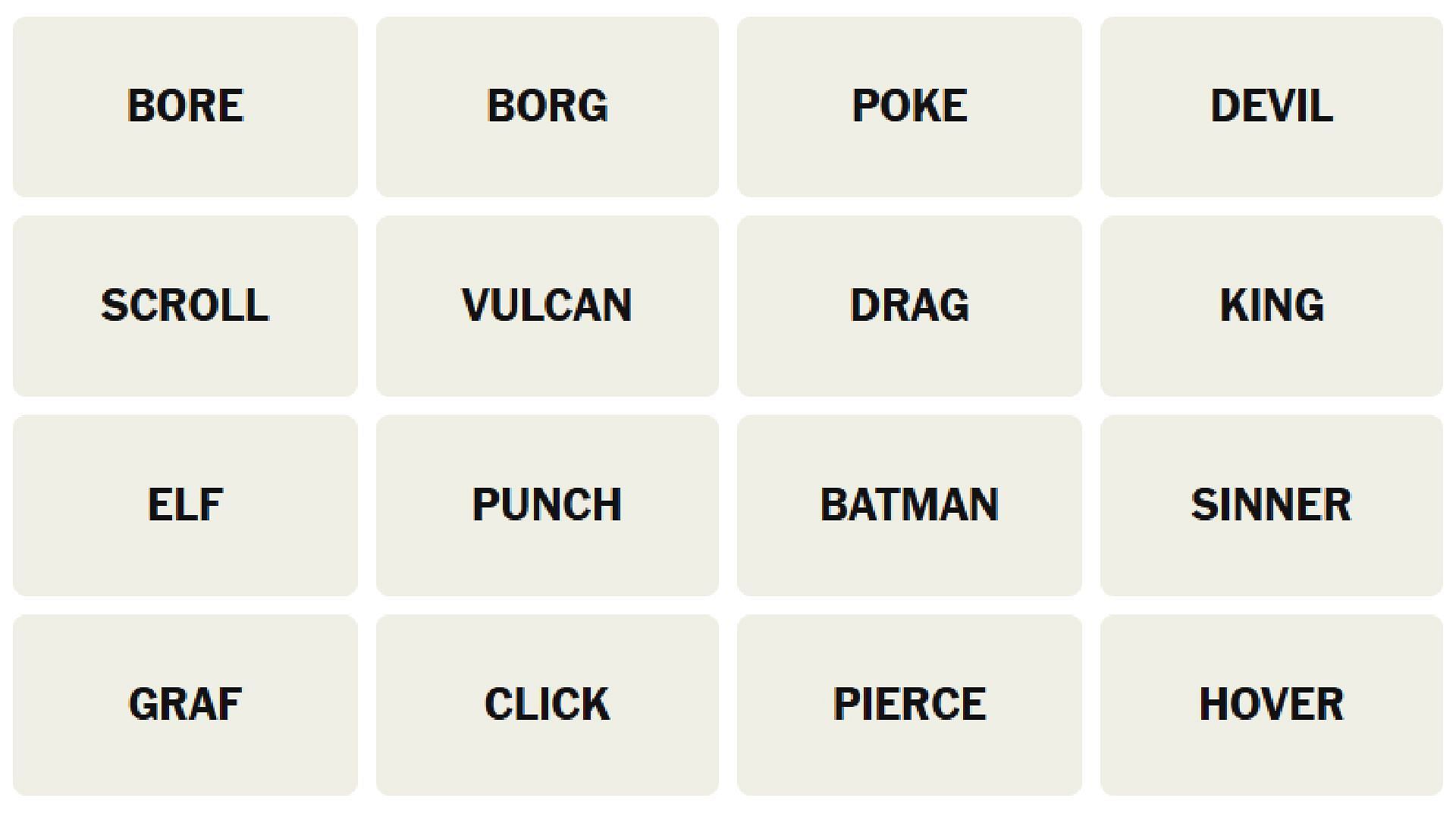 All words for the New York Times Connections puzzle for today (Image via The New York Times)