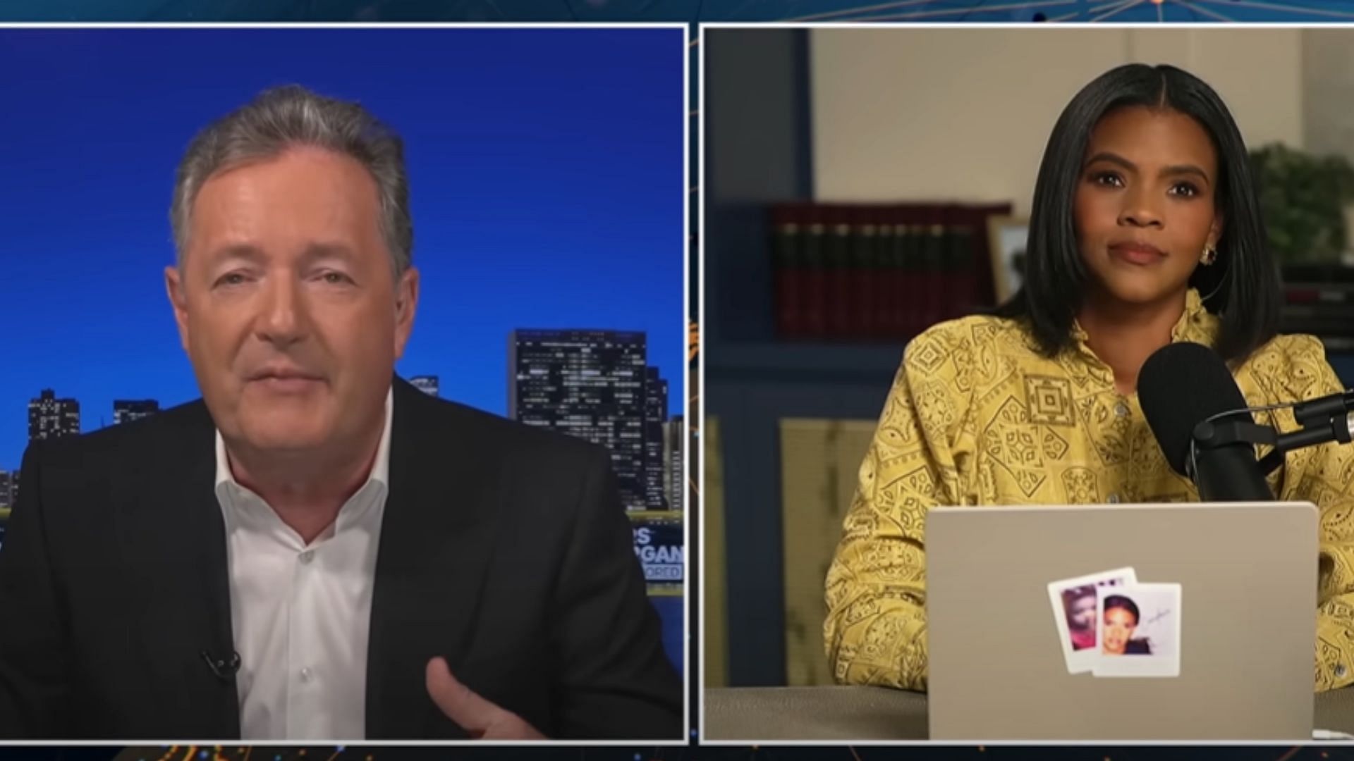 Piers Morgan and Candace Owens debating over Owens&#039; claims related to Brigitte Macron (Image via YouTube/Piers Morgan Uncensored)