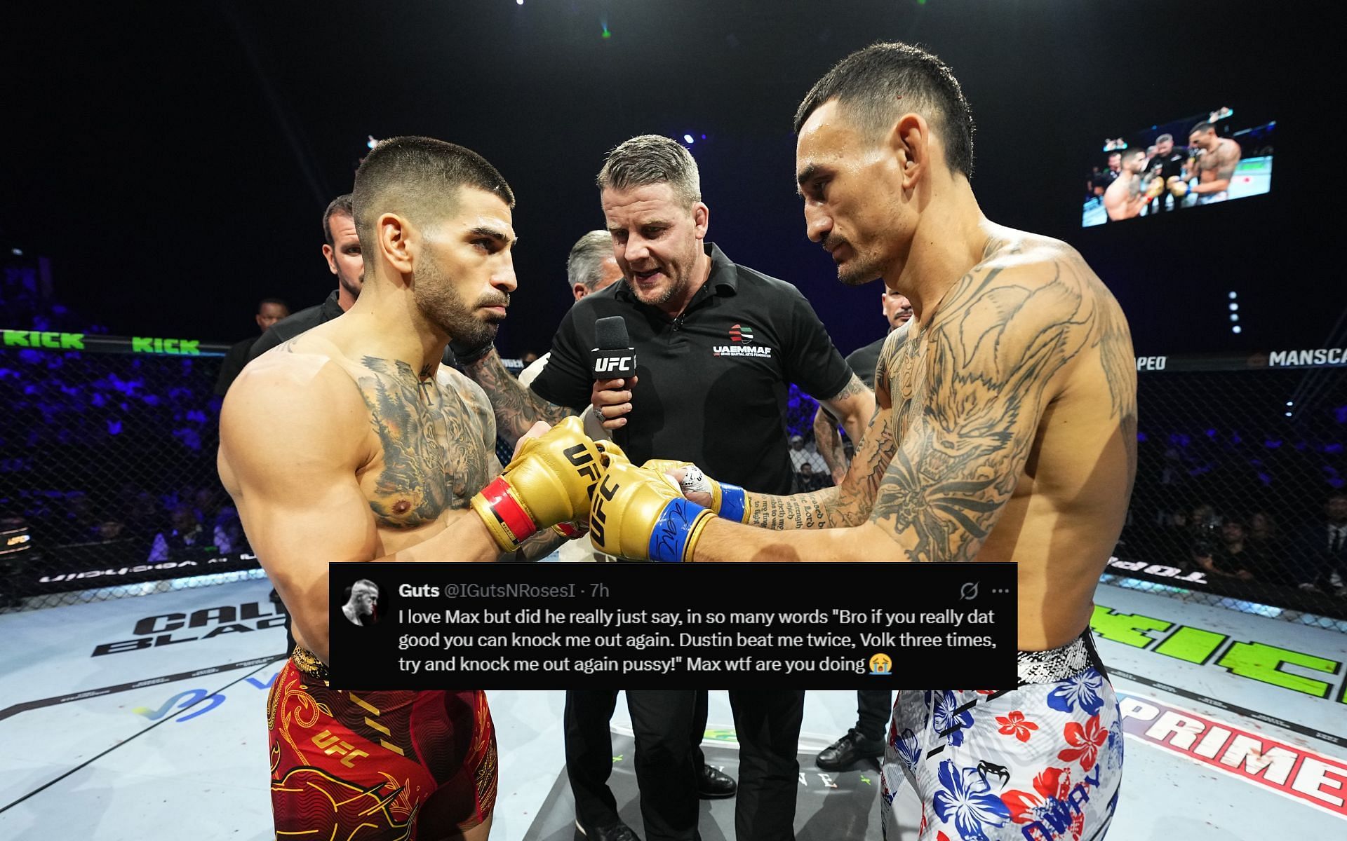 Fans react to Max Holloway calling for a rematch against Ilia Topuria. [Image courtesy: Getty]