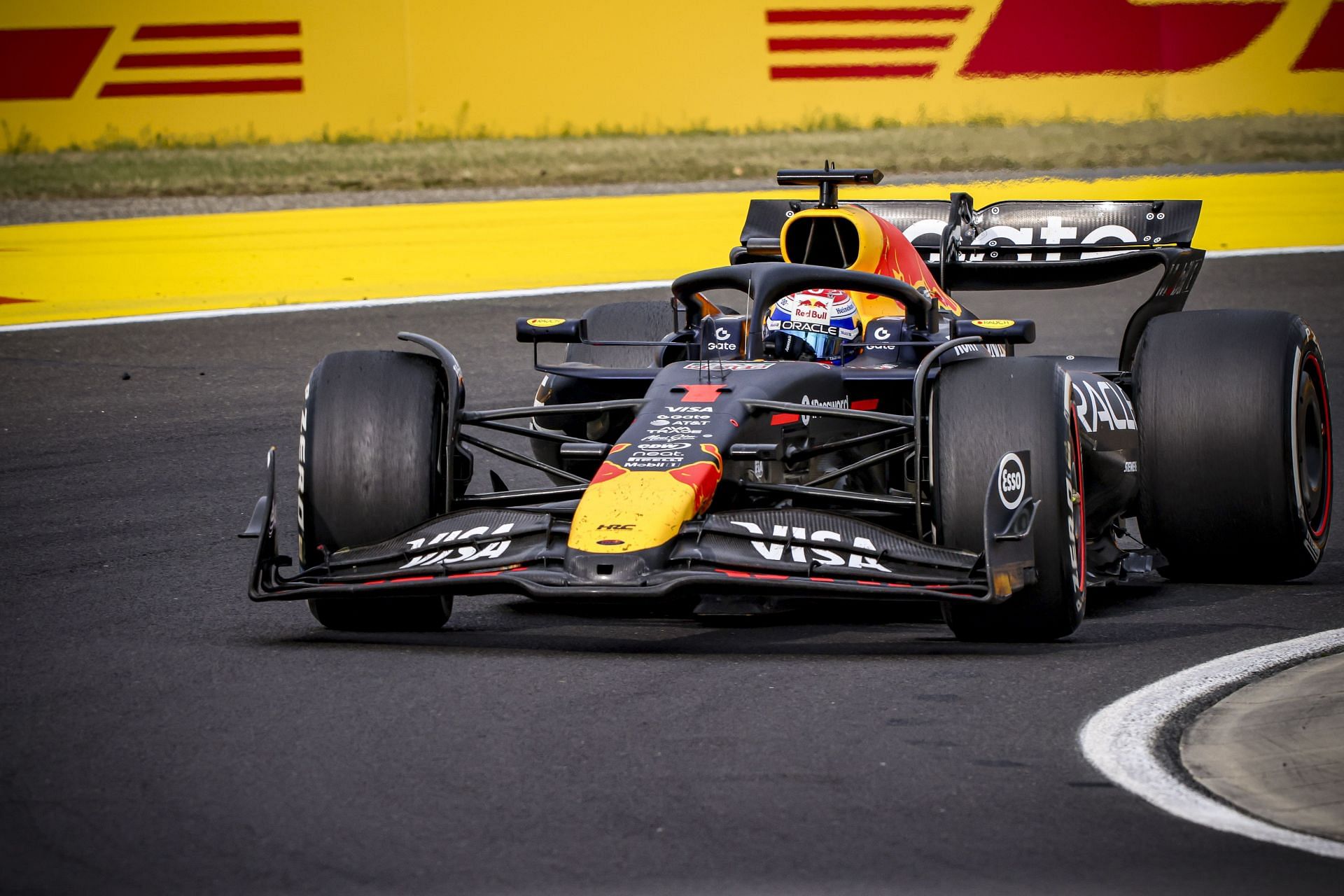 Max Verstappen driving his Red Bull RB21 at the F1 Grand Prix of Hungary - Source: Getty