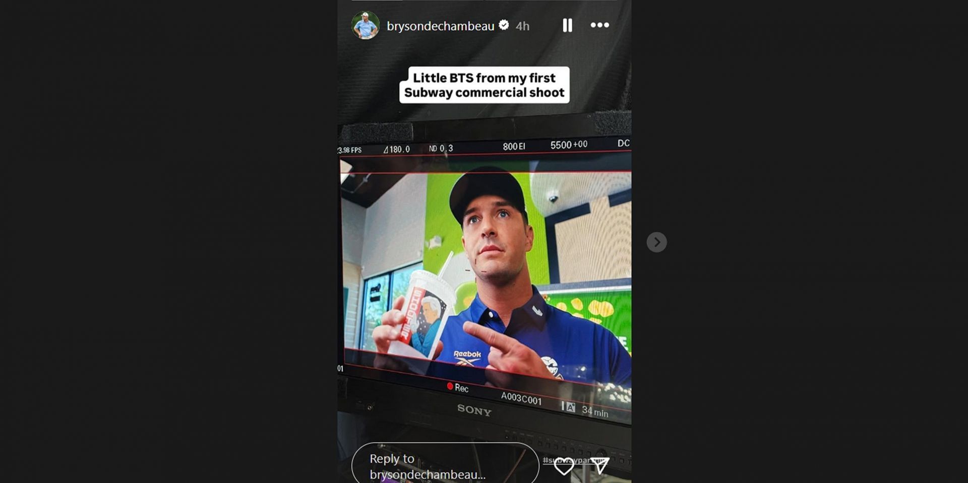 Bryson DeChambeau shares BTS on Instagram/@brysondechambeau