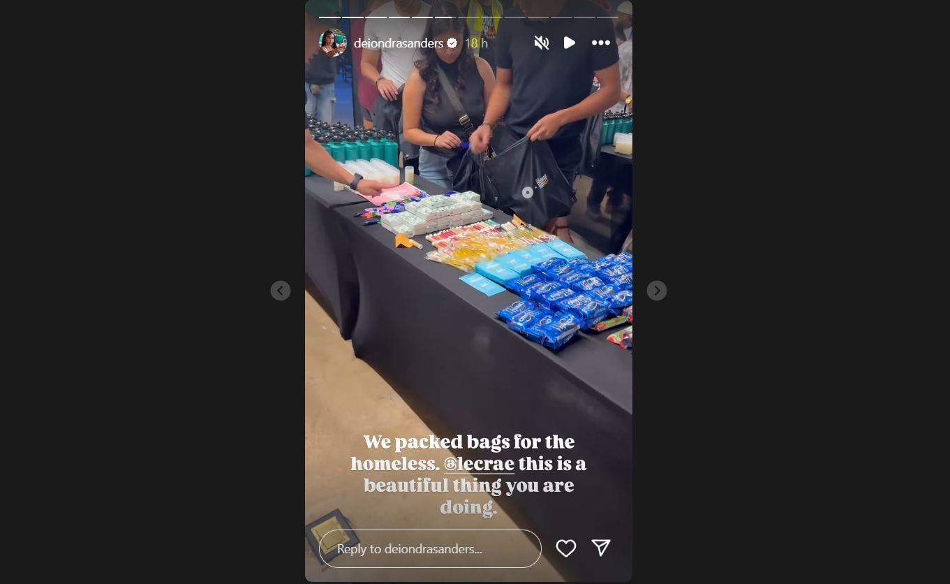 Deiondra Sanders IG story (Image credit: Instagram/@deiondrasanders)