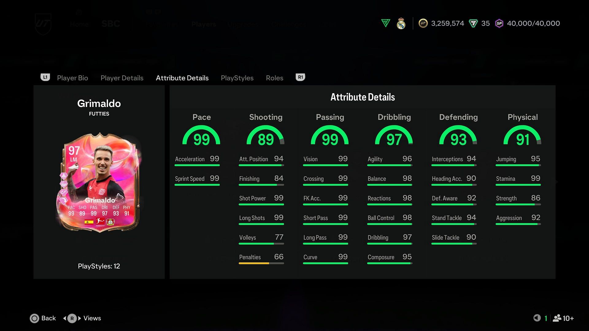 The stats (Image via EA Sports)