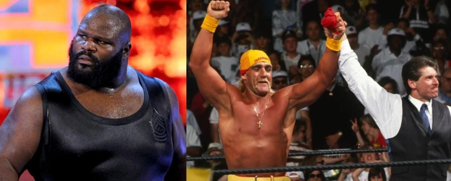 Mark Henry (left), Hulk Hogan with Vince McMahon (right) [Image credits: wwe.com and WWE on YouTube]