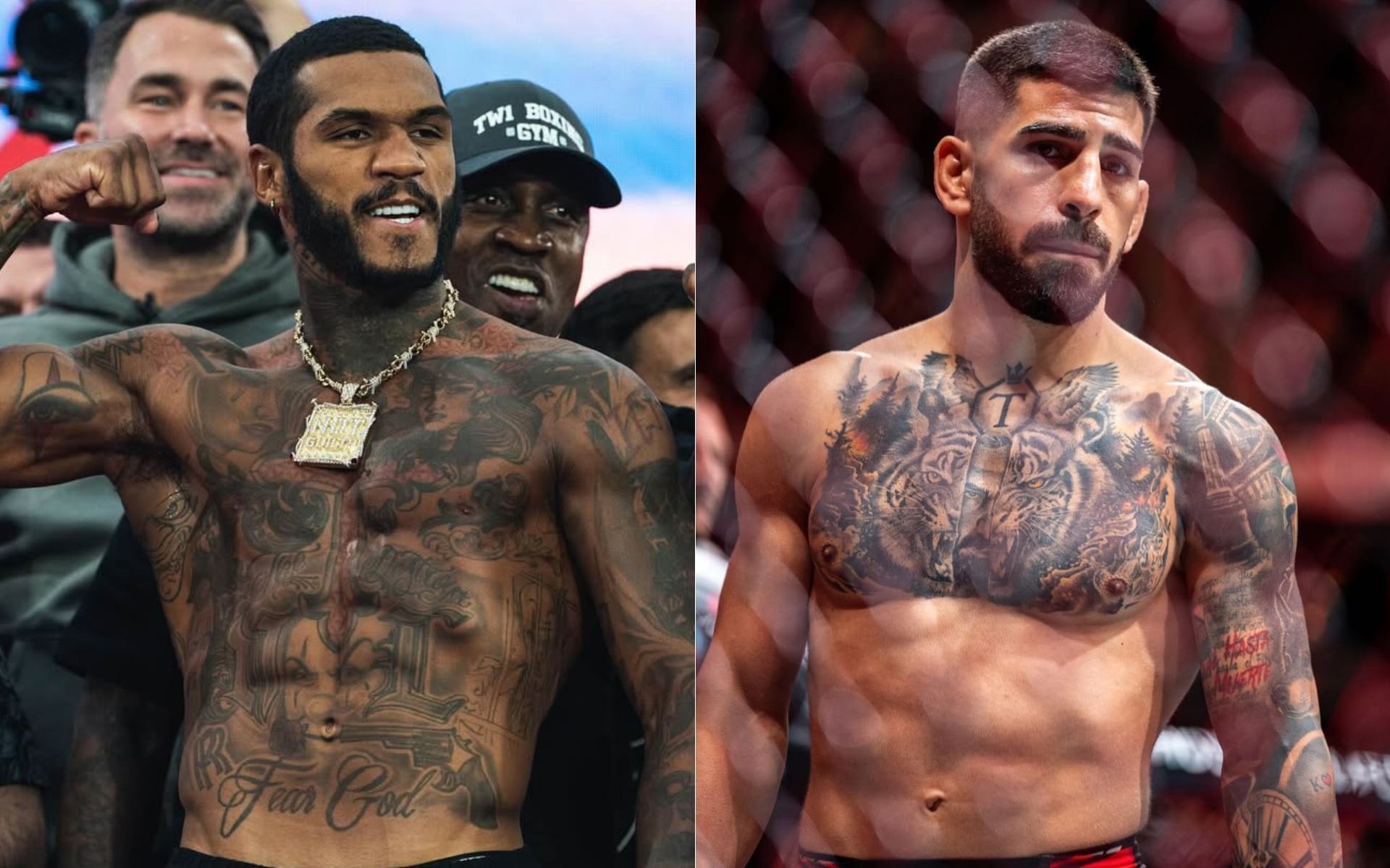 Conor Benn (left) calls out Ilia Topuria (right). [Images courtesy: @conorbennofficial and @iliatopuria on Instagram on Instagram]