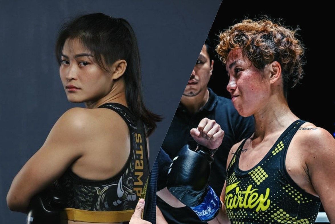 Stamp Fairtex (left) and Kana Morimoto lock horns at ONE 173. [Images by ONE Championship]
