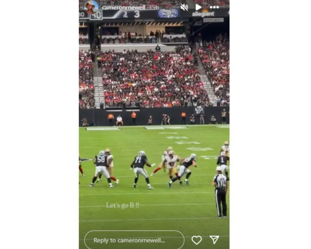 Brock Bowers&rsquo; girlfriend Cameron Rose Newell shares sweet IG story from the Raiders vs. 49ers game [IG/@cameronrnewell]