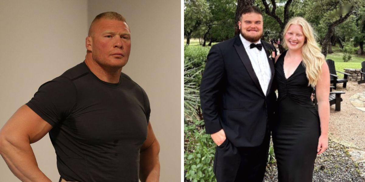 L: Brock Lesnar; R: Mya Lesnar and Drew Moss. (Images by Getty and Instagram@drew.moss03)