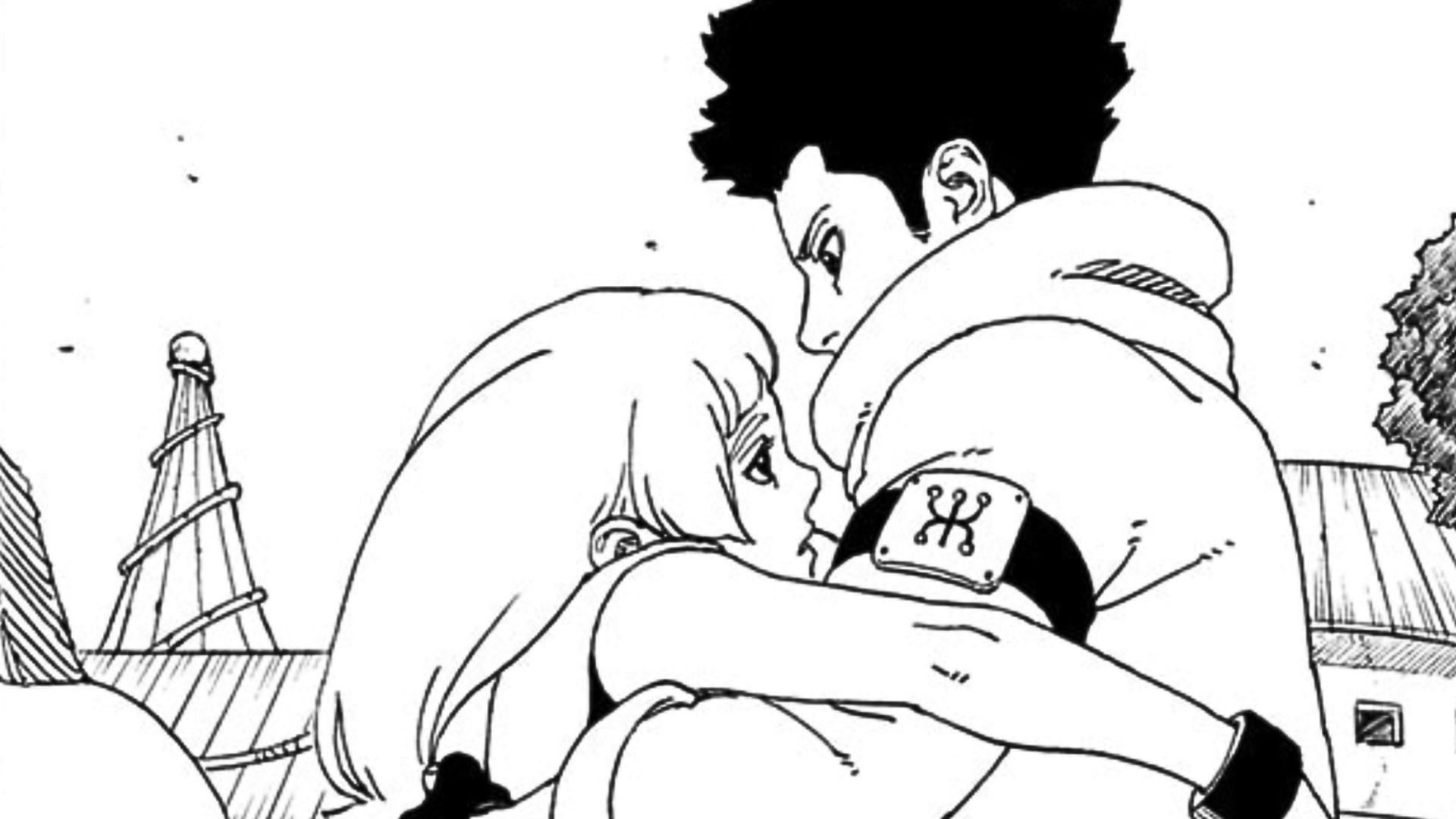 Moegi and Konohamaru as seen in Boruto: Two Blue Vortex chapter 25 (Image via Shueisha)