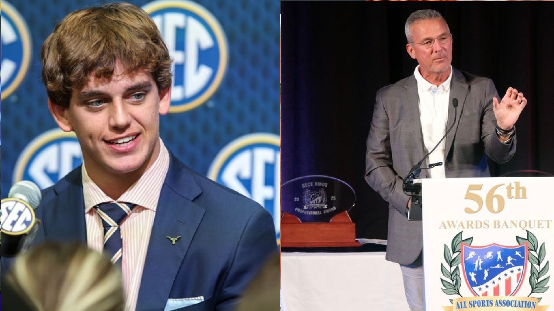 Texas QB Arch Manning and former OSU coach Urban Meyer