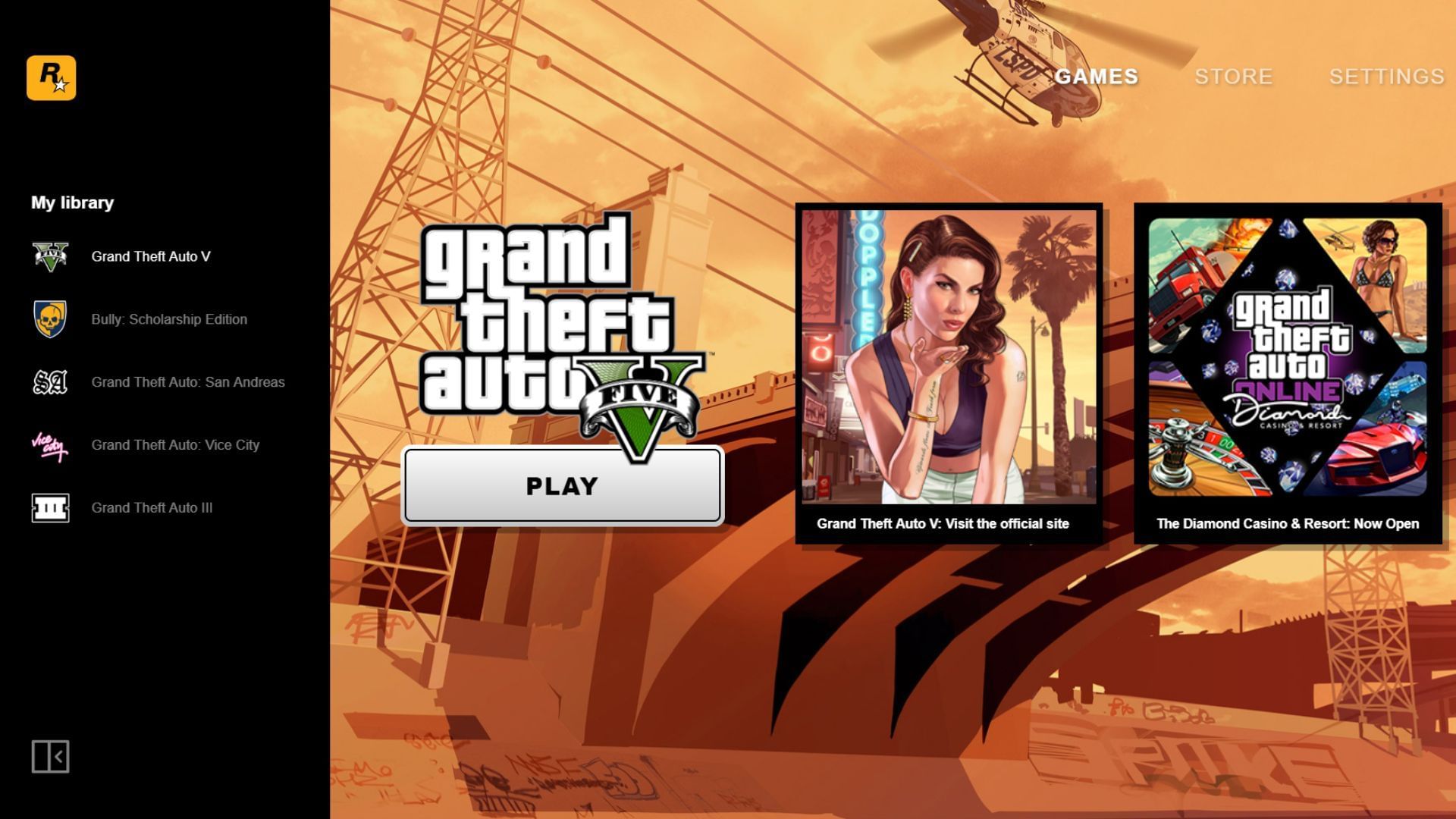 Rockstar Games Launcher interface (Image via Rockstar Games)