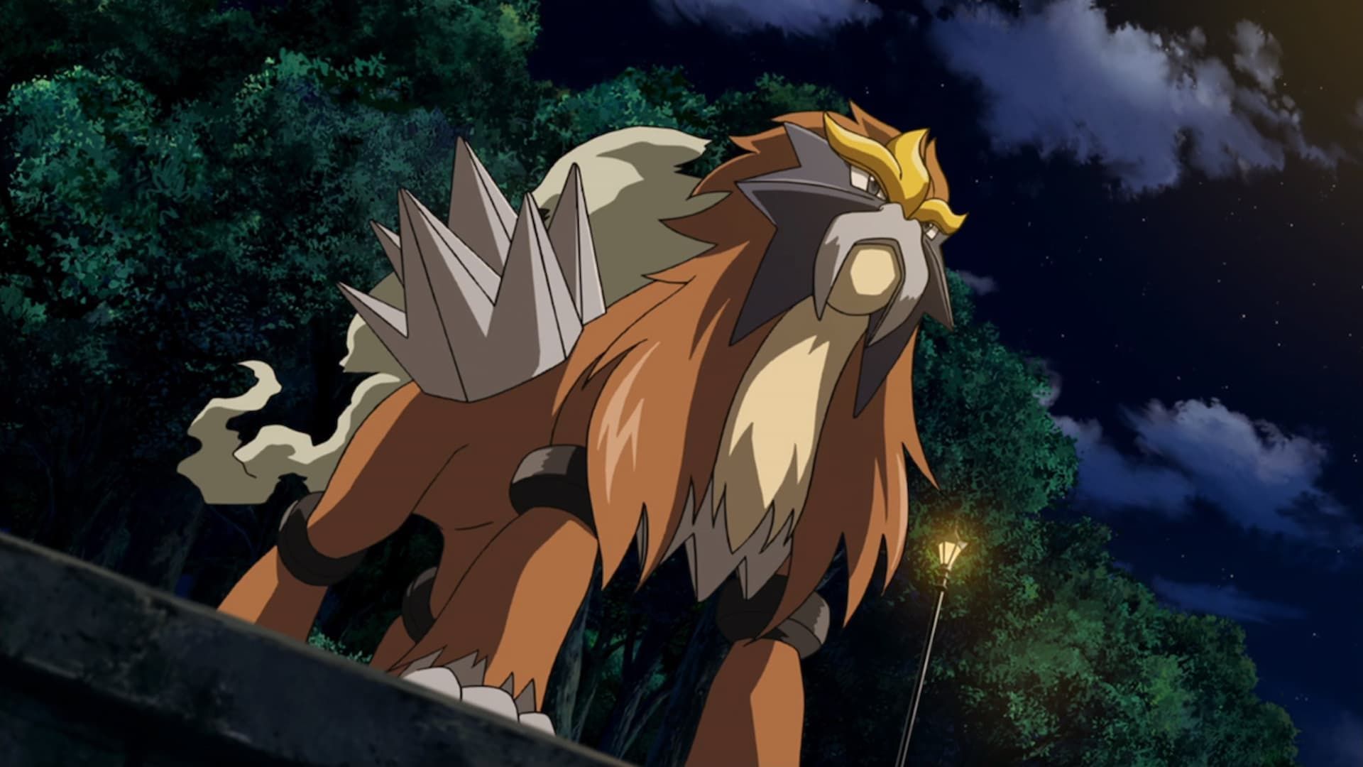 Entei as seen in the anime (Image via The Pokemon Company)