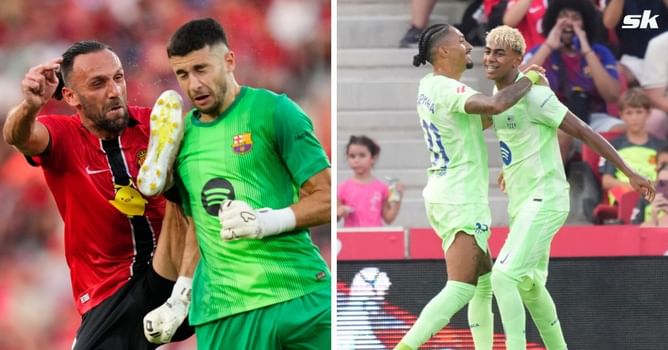 “P*ta Barca” - Mallorca fans furious as Barcelona score two controversial goals and 2 players get sent off in first half of their LaLiga opener