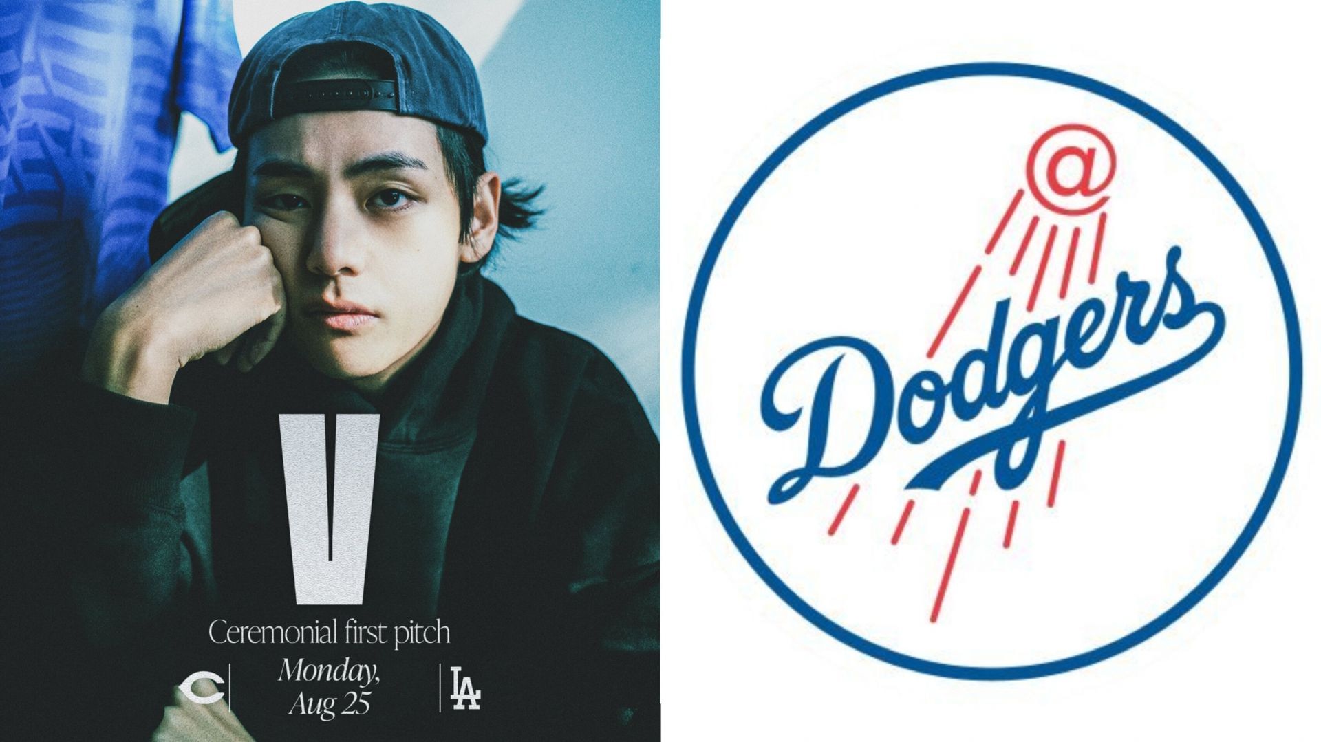 BTS&#039; V to throw the first pitch (Images via X/@Dodgers)