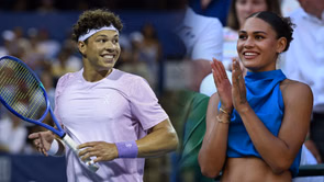 PICTURE: Ben Shelton's girlfriend Trinity Rodman turns up the style in a custom outfit to show her support for the American at the US Open