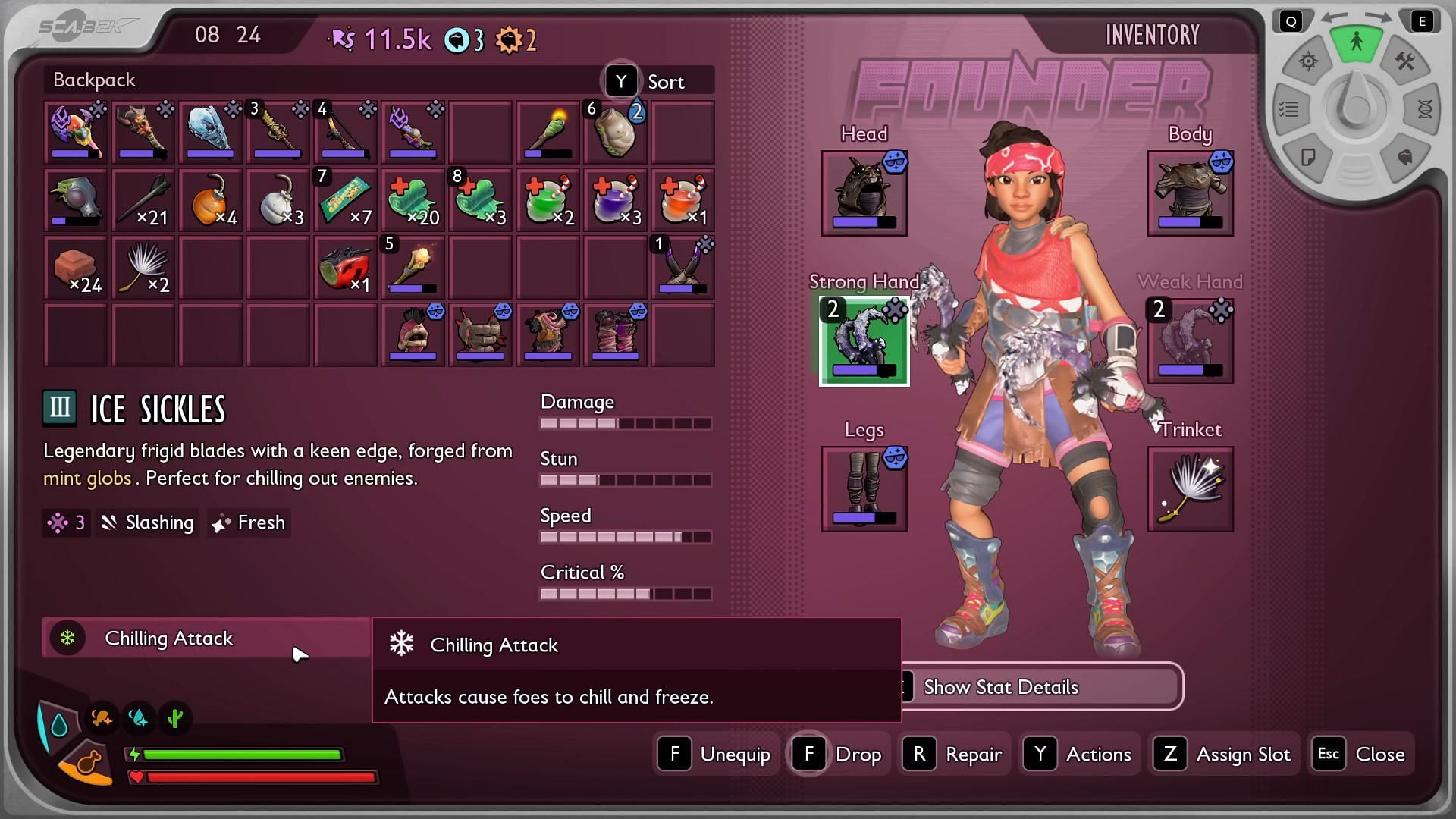  Ice Sickles in Grounded 2 is a power dual-wielding weapon (Image via Obsidian Entertainment | YouTube/Mediocre Milton)