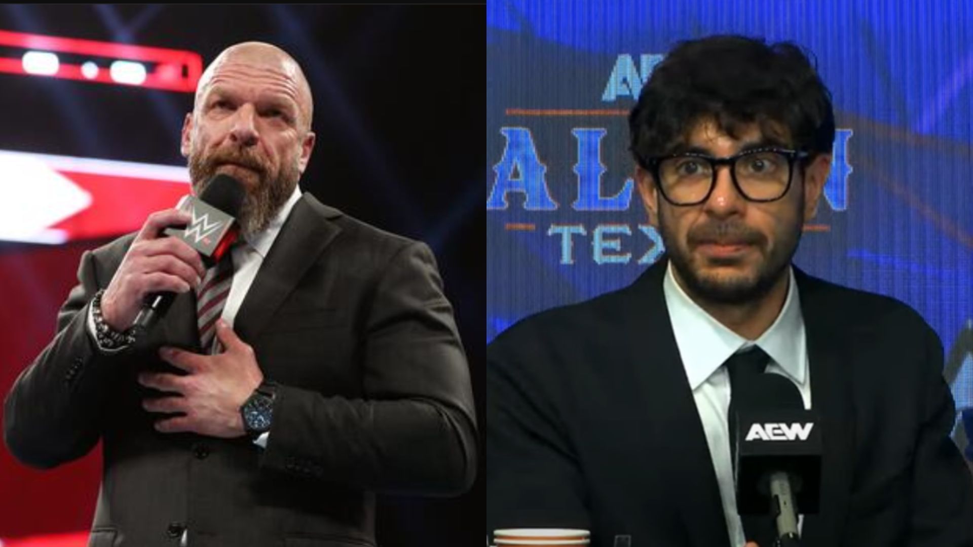 WWE Chief Content Officer Triple H (left) / AEW Head of Creative Tony Khan (right) [Image Credits: WWE