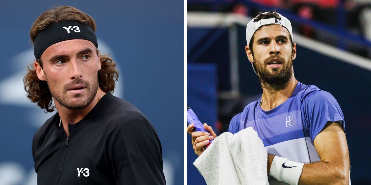 Stefanos Tsitsipas and Karen Khachanov at the US Open - Image Source: Getty 