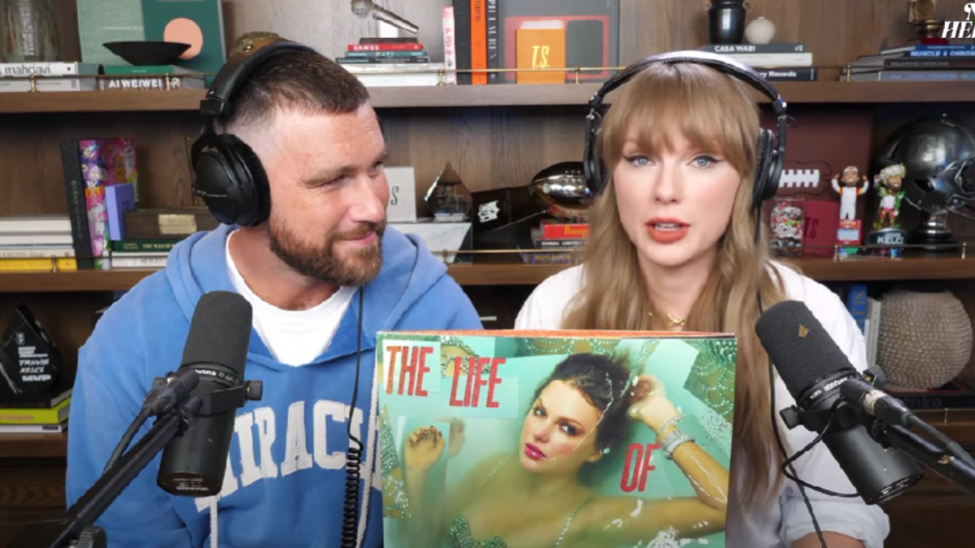 A still from the podcast (image via youtube/@New Heights)