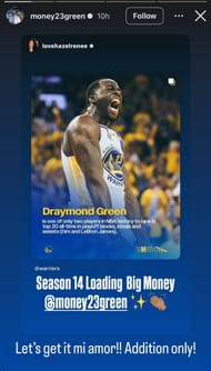 Draymond Green’s comment/Instagram @money23green