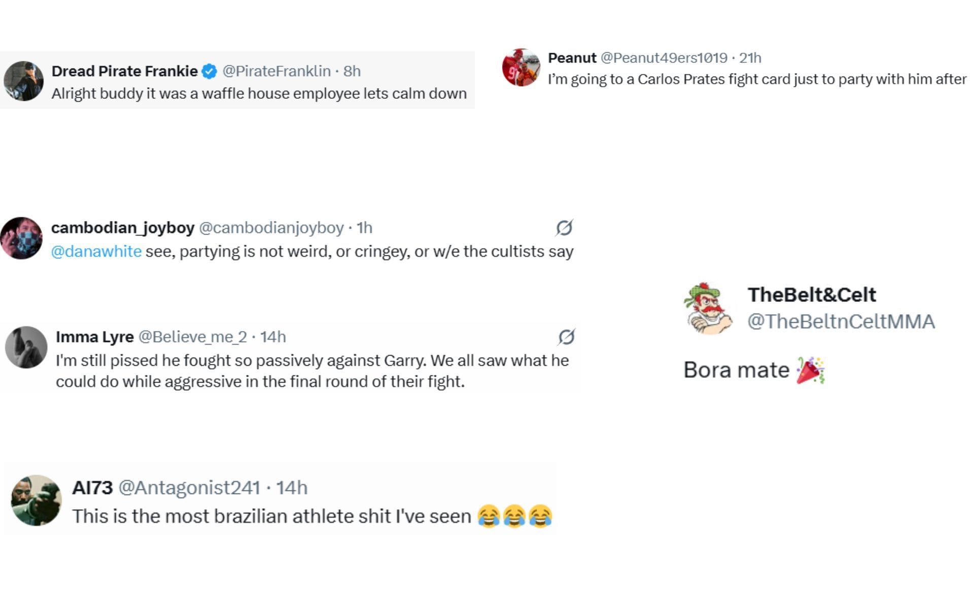 Fan reactions [Screenshots courtesy: @full_send_mma on X]