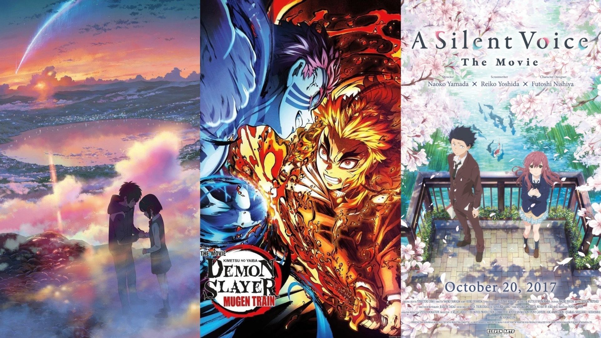 10 perfect anime for first time watchers (Image via CoMix Wave Films, Ufotable, Kyoto Animation)