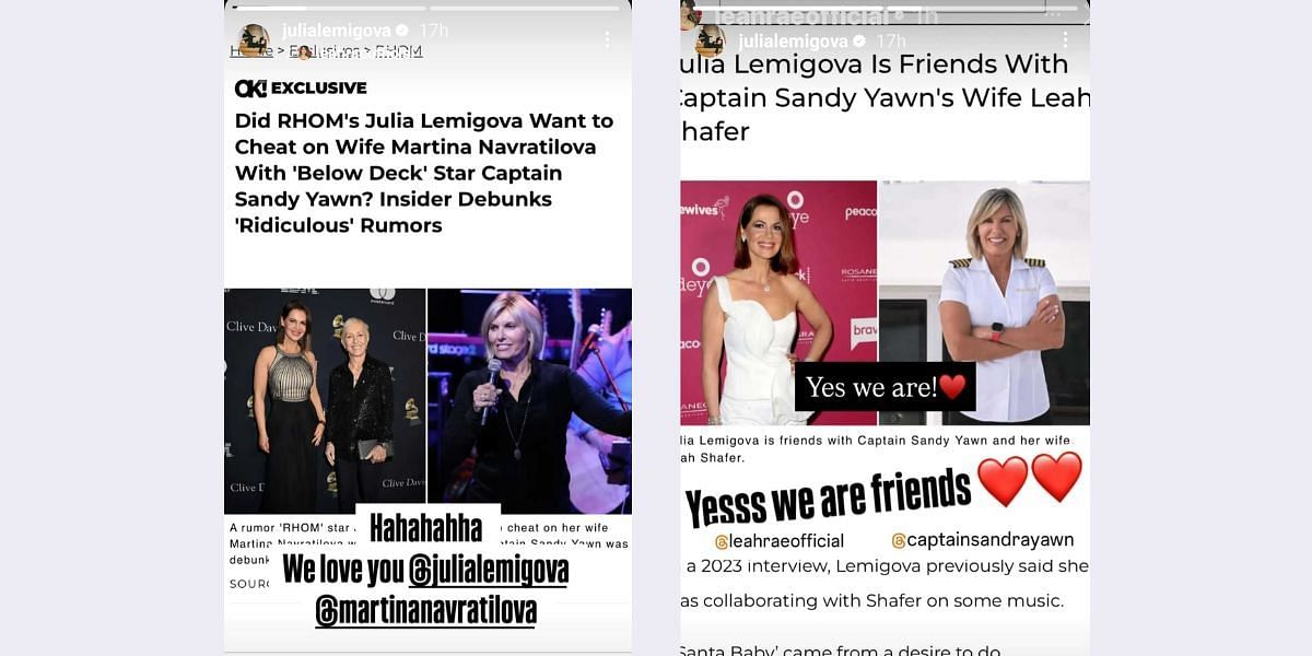 Screenshot via stories @julialemigova on Instagram dated August 6, 2025.