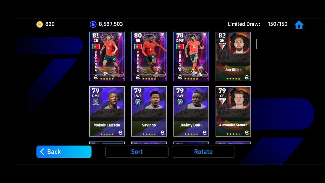Other cards in the eFootball 2025 Big Time and Show Time Portugal Pack (Image via Konami)