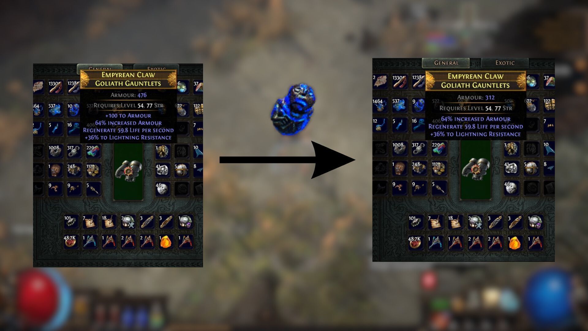 An Orb of Annulment removes a random mod from a Rare item (Image via Grinding Gear Games)
