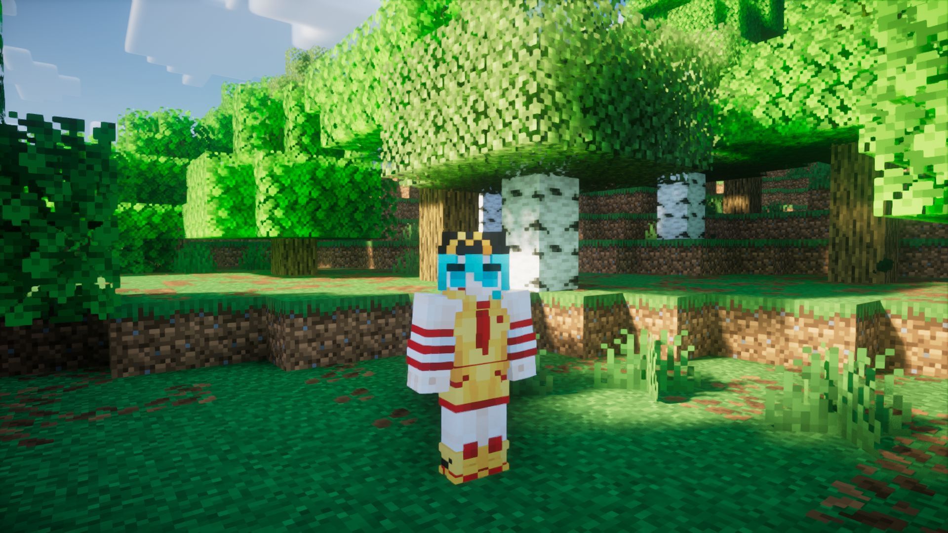 The iconic shades and logo make this one of the best Minecraft Hatsune Miku skins you can use in the game (Image via Sportskeeda Gaming || Mojang Studios)