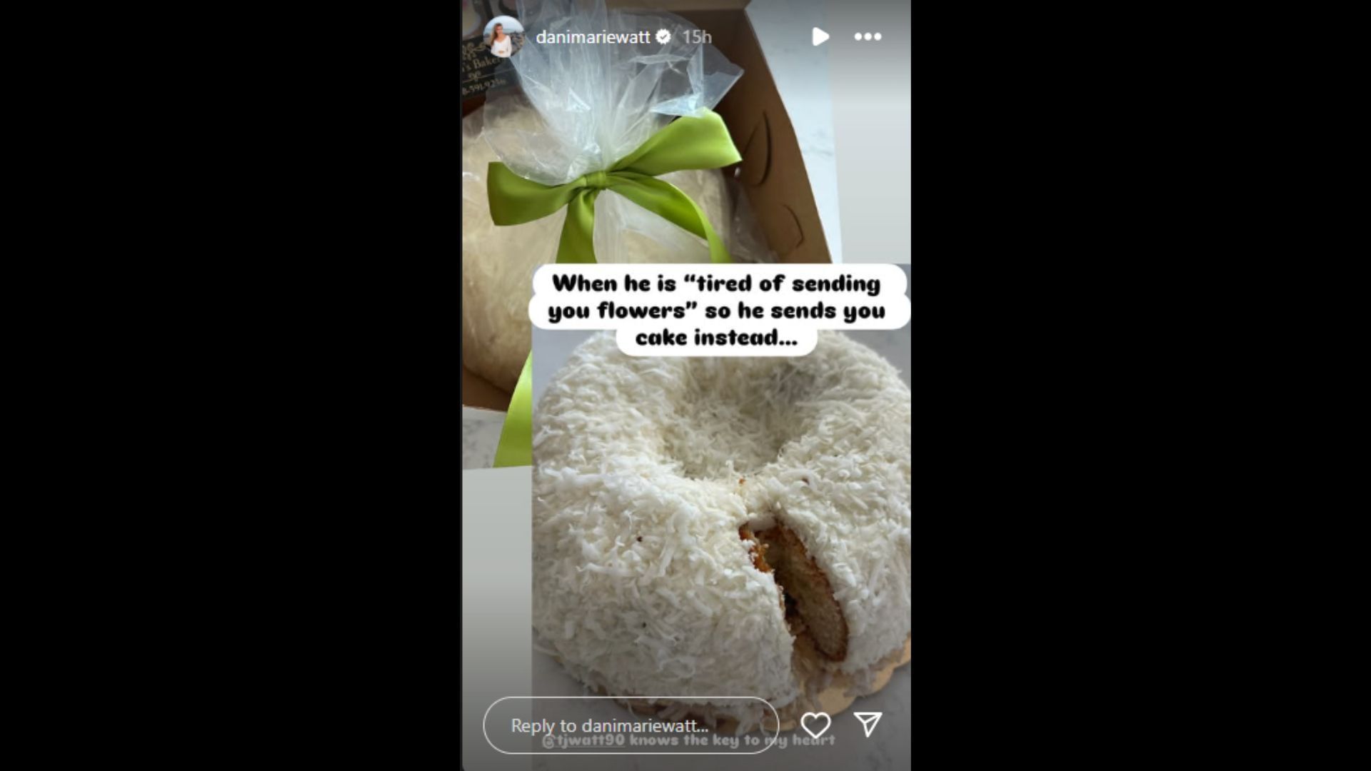 The Steelers linebacker sent wife Dani Watt a special delivery (image credit: instagram/danimariewatt)