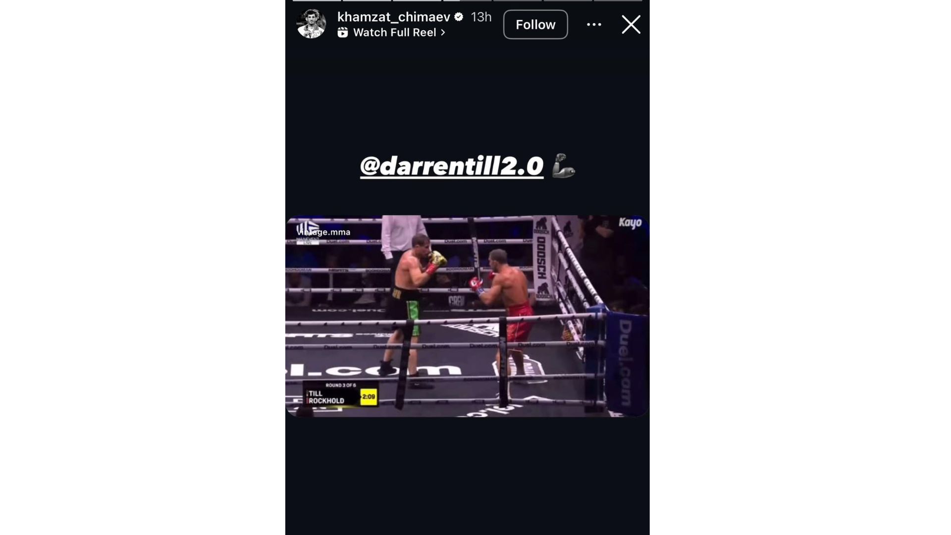 Khamzat Chimaev&#039;s Instagram story [Screenshot courtesy: @khamzat_chimaev on Instagram]