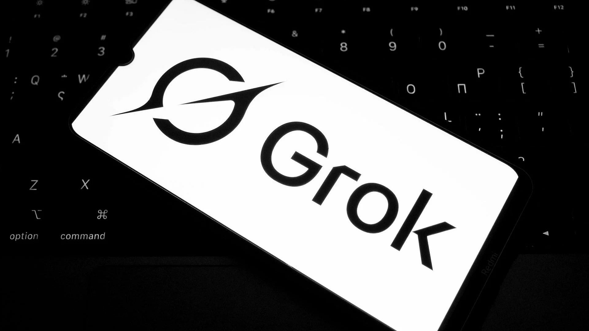 The Grok logo appears on a smartphone screen in this photo illustration (Imave via Getty)