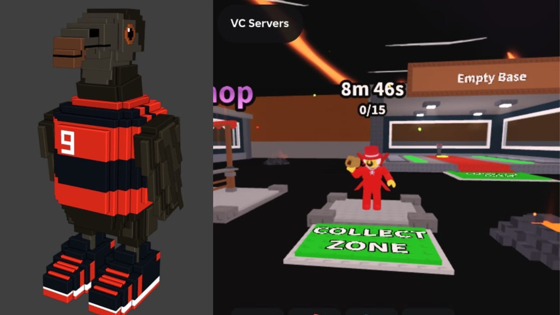 Image of the new Brainrot (left) and the Sammy NPC (right) (Image via SaB Discord)