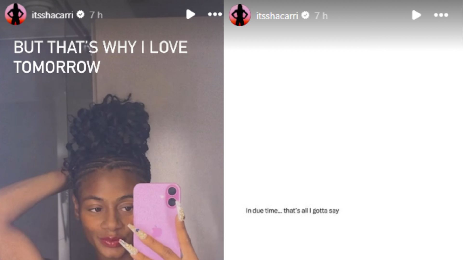 Screengrab of Sha&#039;Carri Richardson&#039;s latest Instagram stories [Image Source: Sha&#039;Carri Richardson&#039;s Instagram]