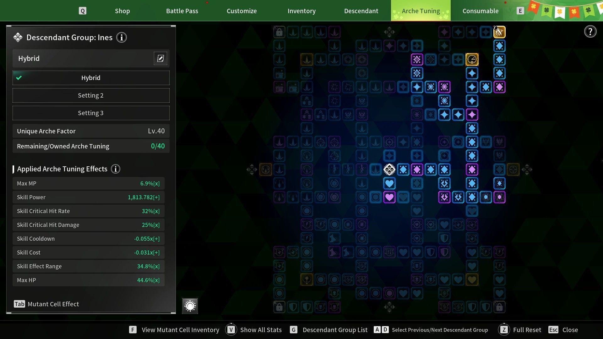 Ines Arch Tuning setup (Image via Nexon)