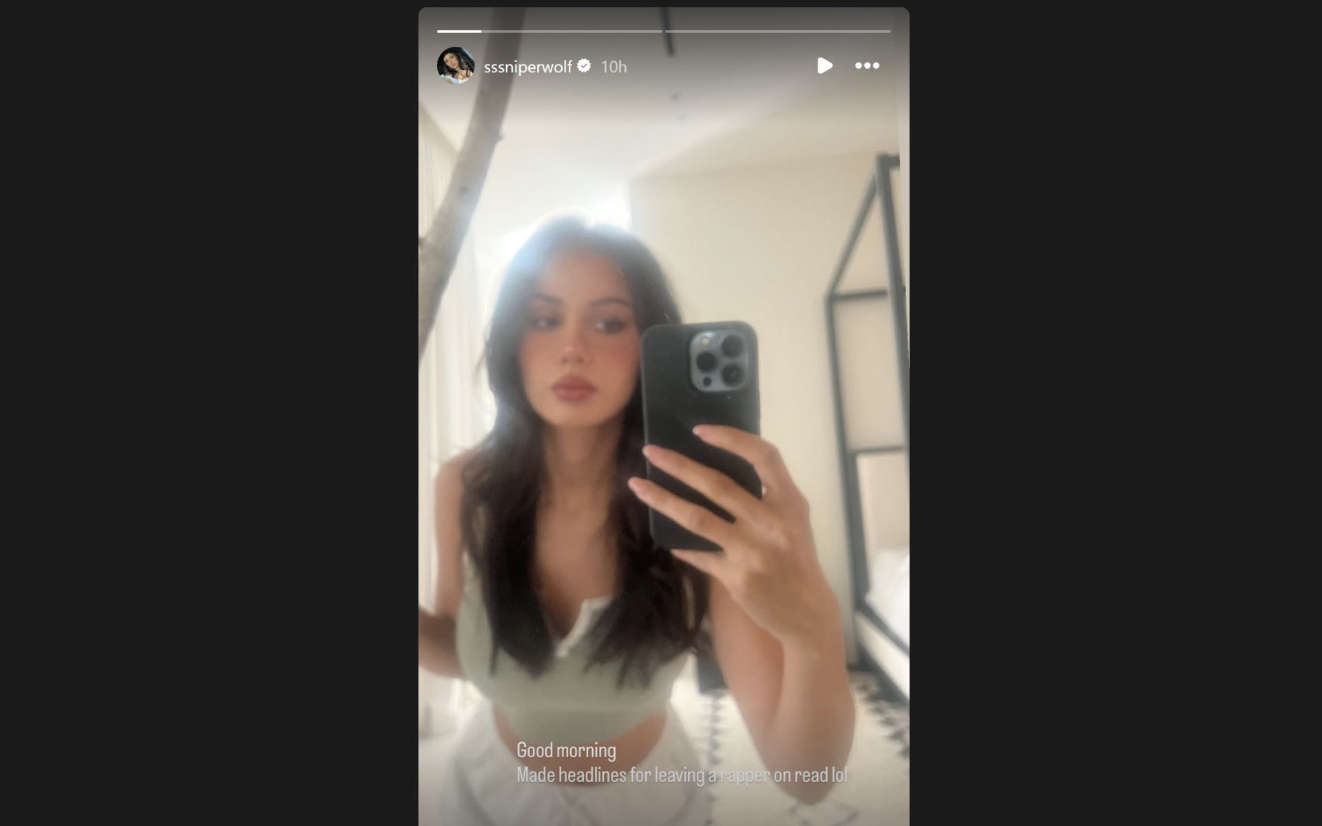 SSSniperwolf&#039;s Instagram Story from August 10, 2025, where she responded to the rapper&#039;s recent comments about their interaction (Image via instagram.com/stories/sssniperwolf)