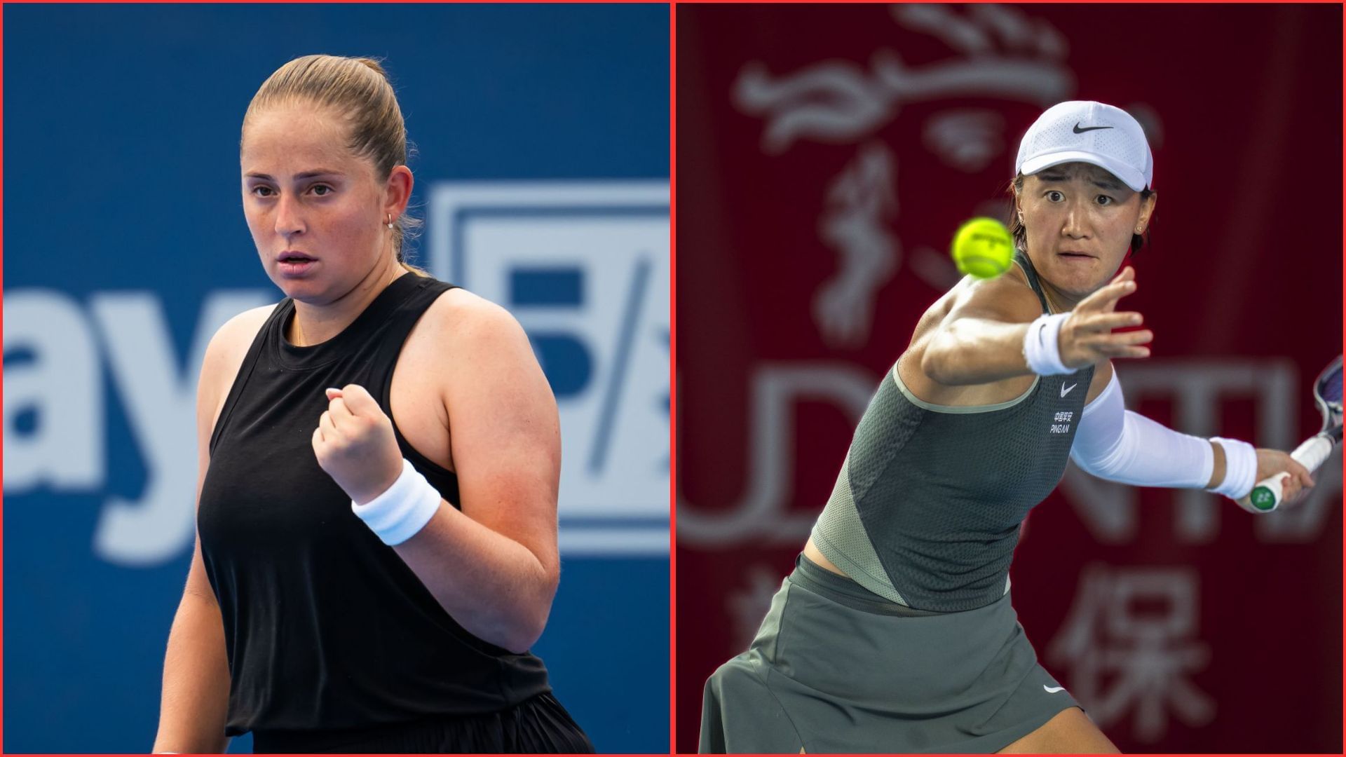 Jelena Ostapenko (L) Xiyu Wang (R) | Getty