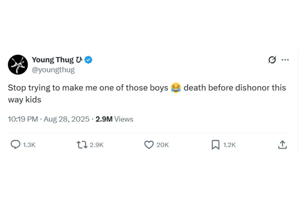 Thug&#039;s clarification via X (Image via X/ @youngthug)