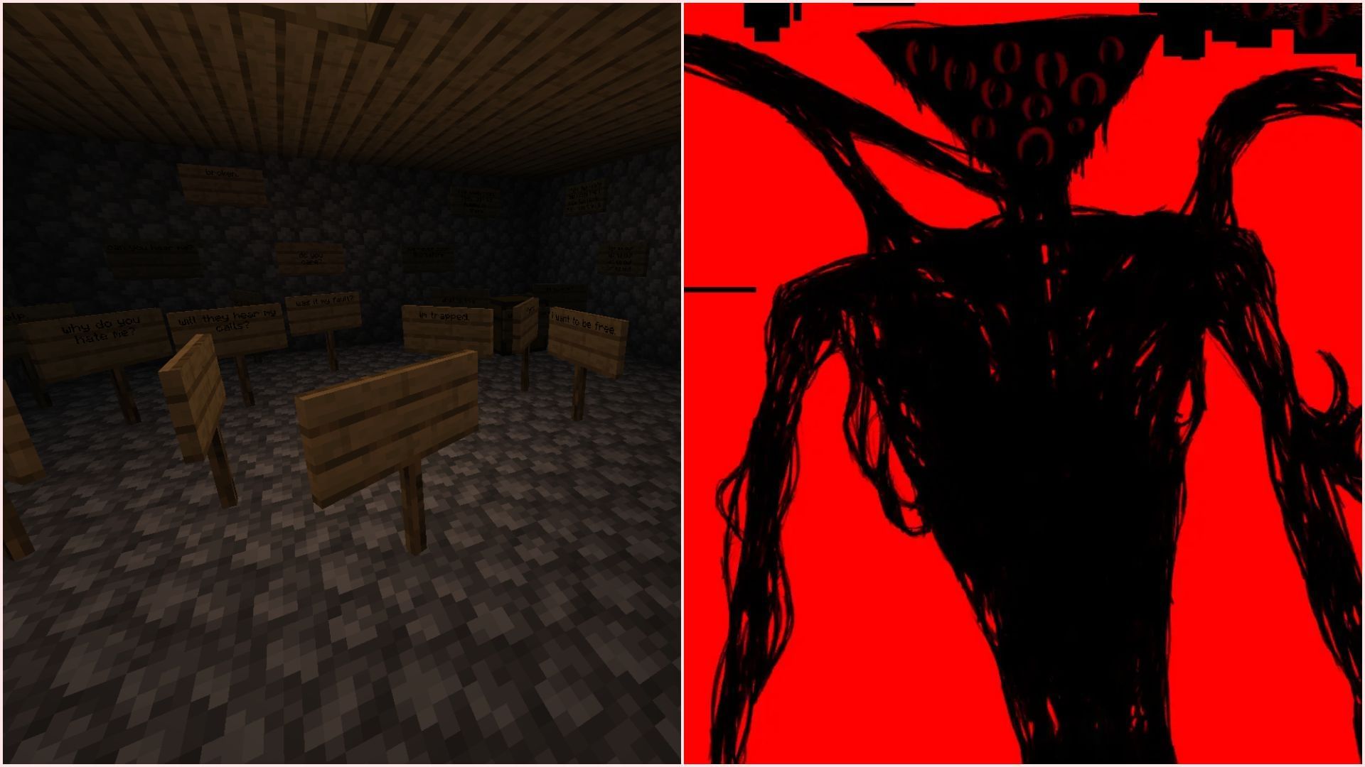 Horror mods have improved quite a lot over the years (Image via Modrinth/Pryzmm || Modrinth/wendigodrip)