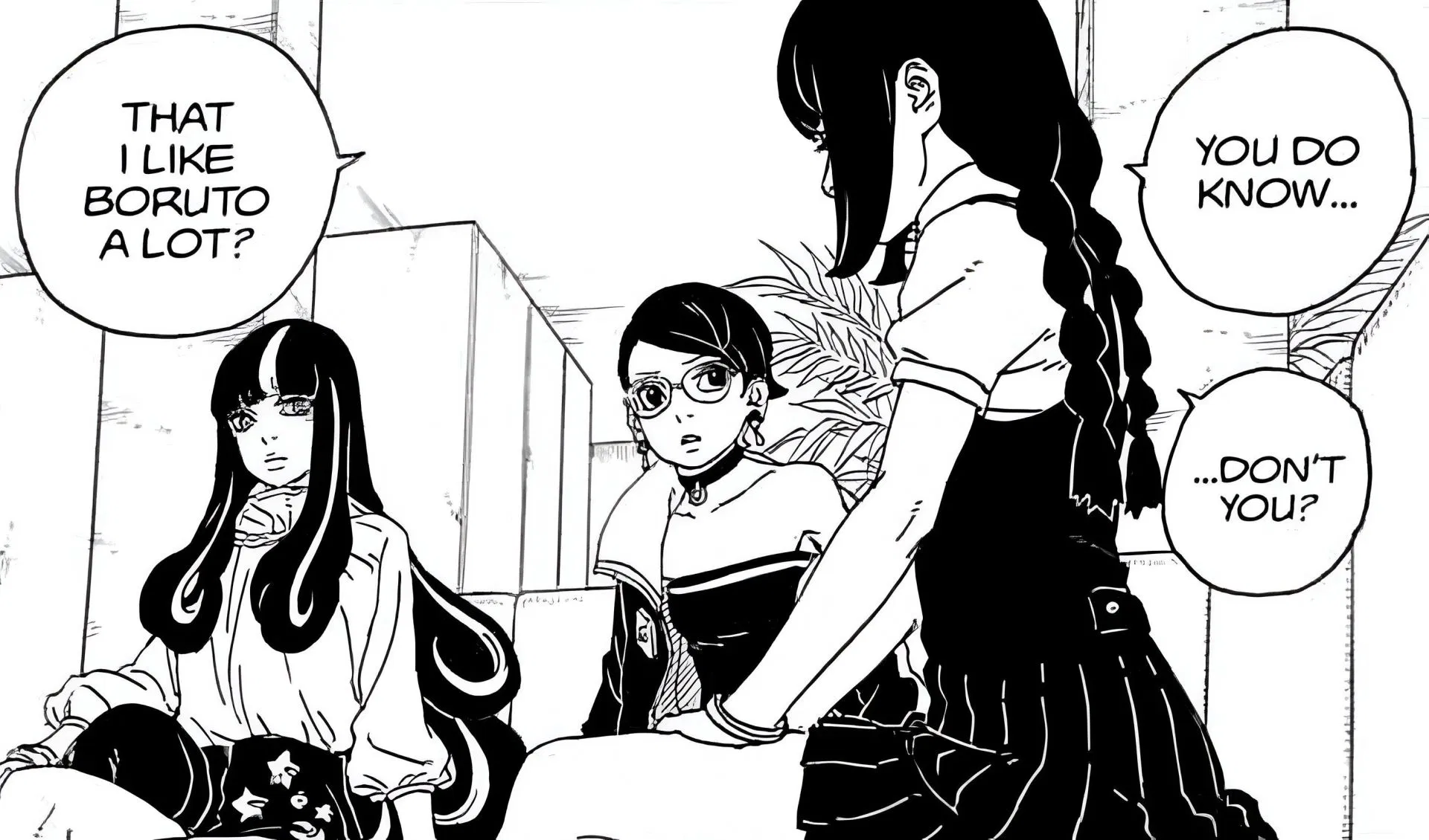 Eida, Sarada, and Sumire as seen in the manga (Image via Shueisha)