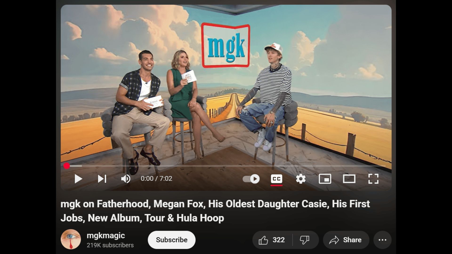 Machine Gun Kelly spoke about Casie at &quot;Today with Jenna &amp; Friends&quot; on August 7. (Image via YouTube)