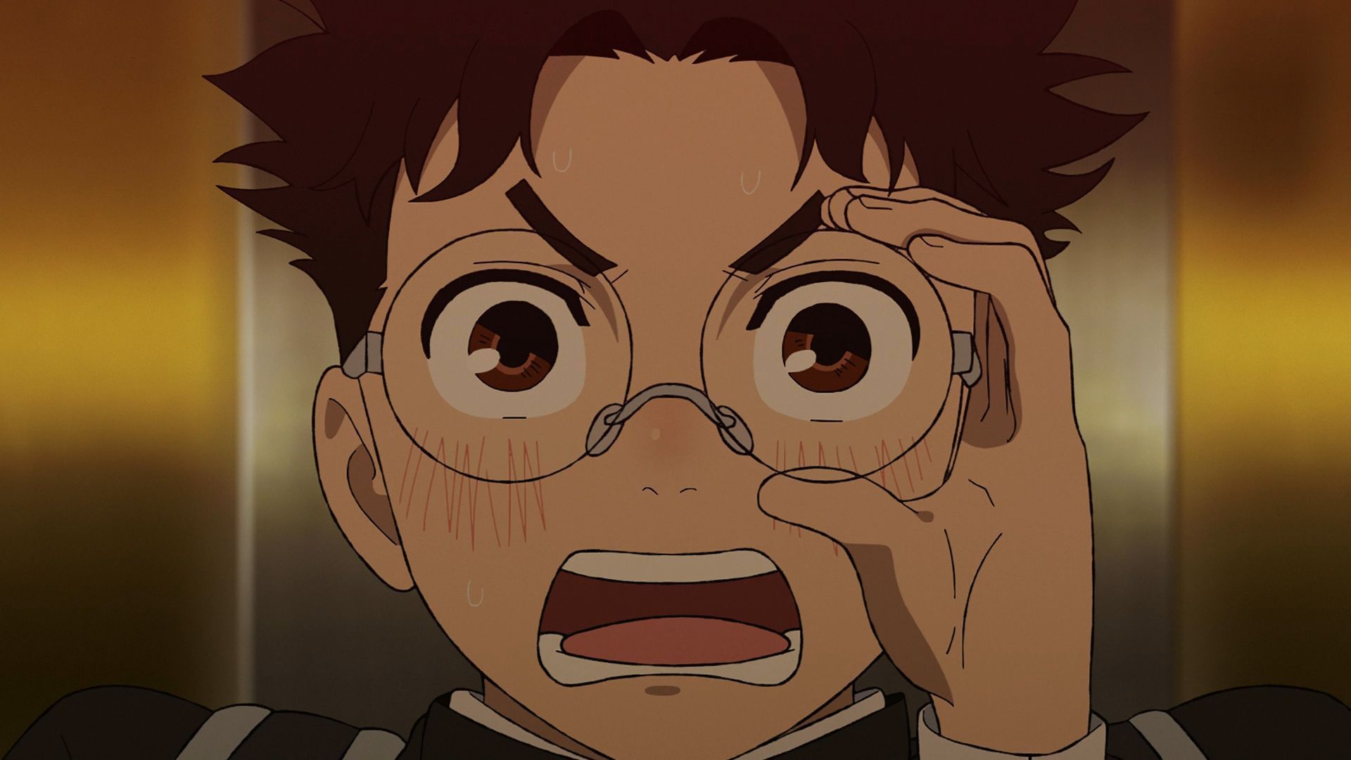 Okarun as he sees Momo in maid outfit (Image via Science SARU)