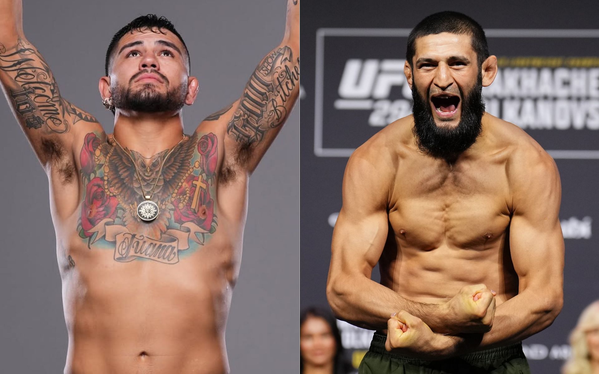 Anthony Hernandez (left) not sold on Khamzat Chimaev (right) hype. [Images courtesy: @ilovebamf on Instagram and Getty Images]