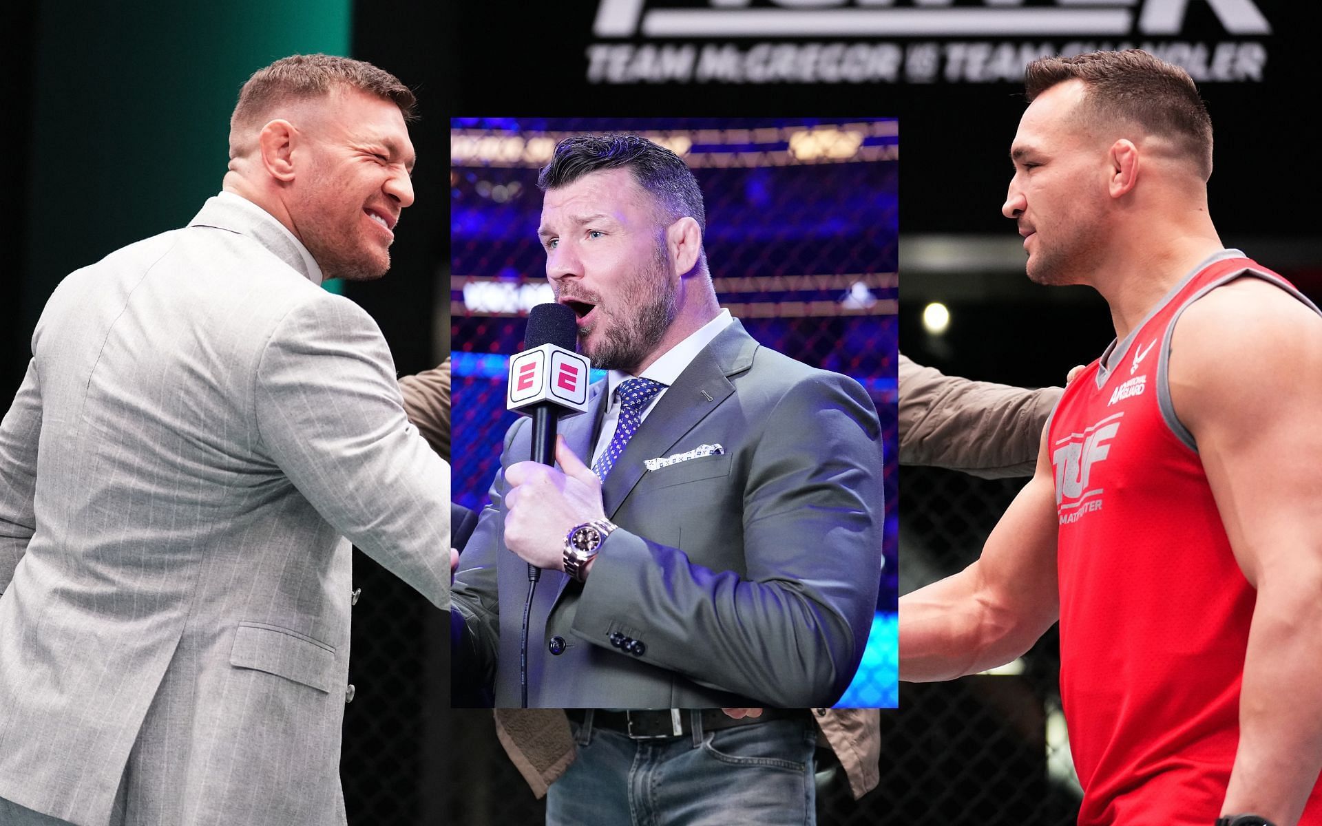 Michael Bisping (inset) weighs in on Conor McGregor (left) vs. Michael Chandler (right) clash. [Images courtesy: Getty]