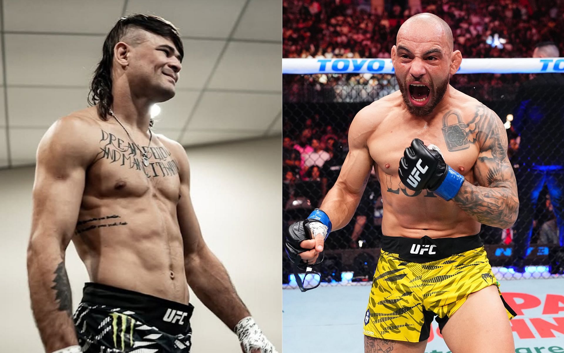Diego Lopes (left) gets stark warning from Jean Silva (right). [Images courtesy: @diegolopesmma and Getty Images]