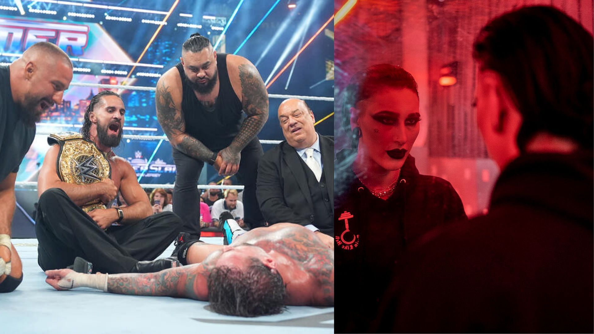 Seth Rollins and his faction, Rhea Ripley (Image Credits: WWE.com)