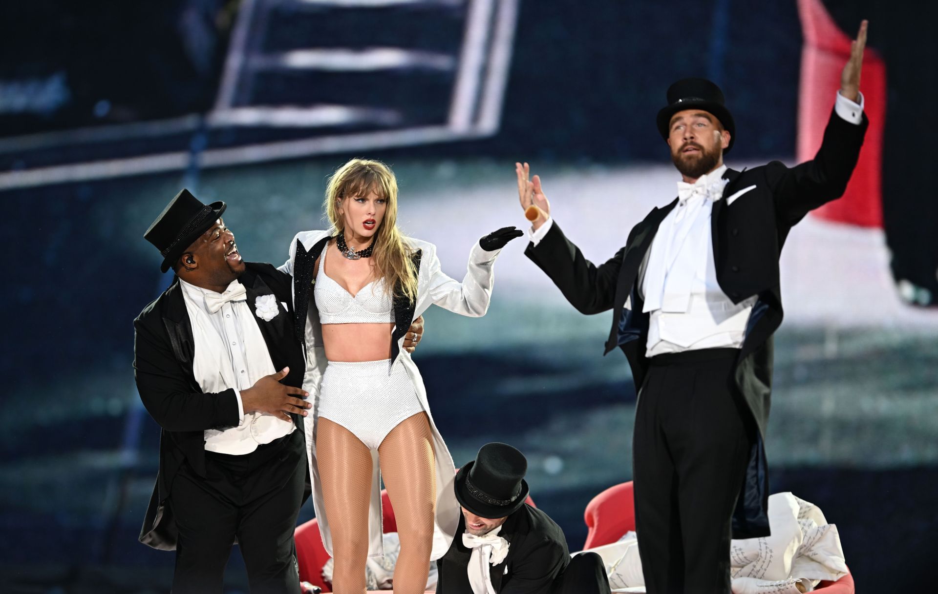Taylor Swift and Travis Kelce at The Eras Tour in London, UK (Image via Getty Images)