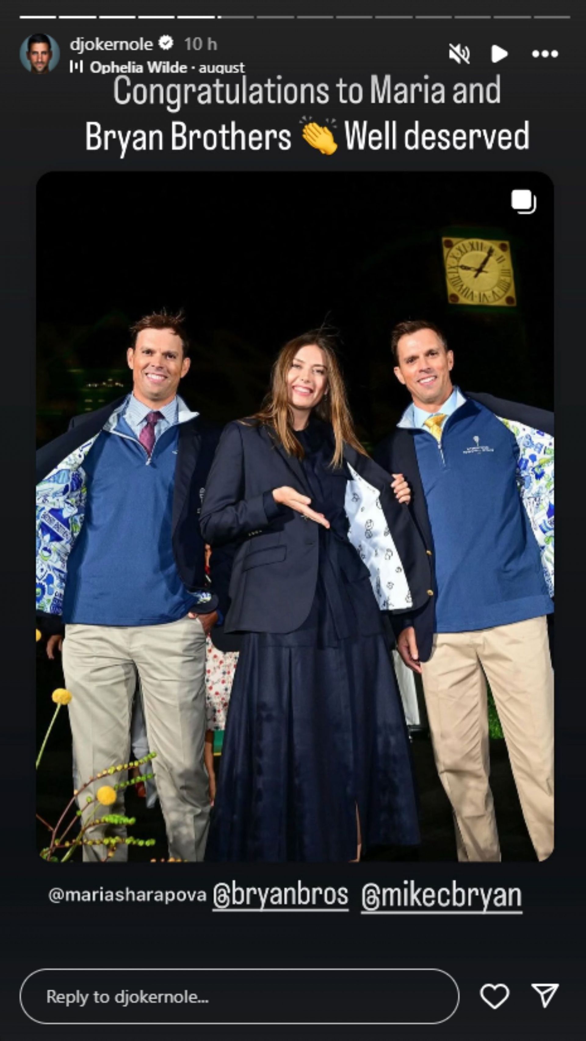 Djokovic heaps praise on Sharapova; Instagram - @djokernole