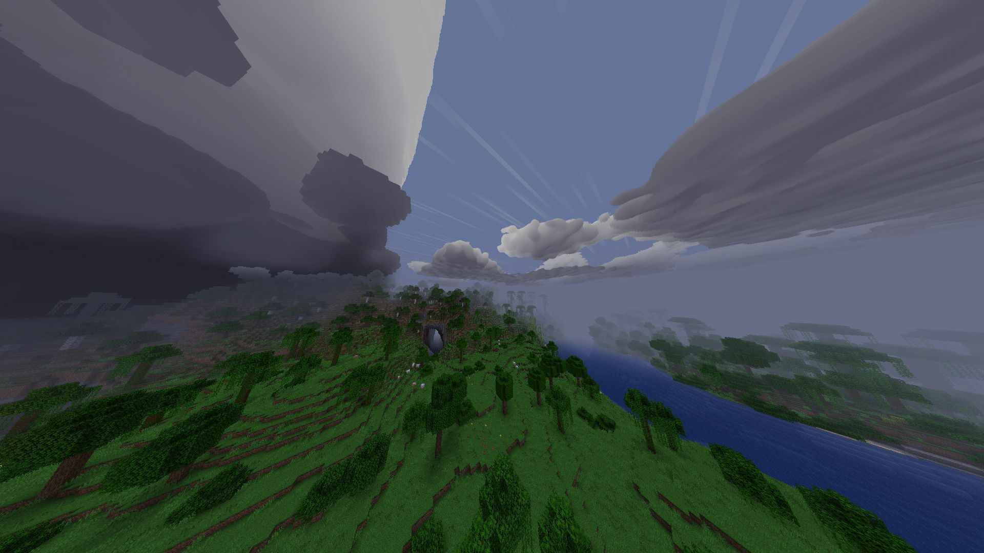 The Minecraft Simple Clouds mod adds a detailed cloud generation system to the game (Image via Sportskeeda Gaming || Mojang Studios/nonamecrackers2)